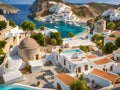 view of the sea and beautiful landscape of the island of santorini. greece