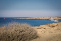 View of the sea and cliffs of Blue Lagoon, Cape Greco, Cyprus. Royalty Free Stock Photo