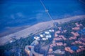 View on the sea and the desert from an airplane.View on the touristic resort and Red Sea from an airplane Royalty Free Stock Photo