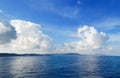 View from the sea on island of Rhodes a distance, Royalty Free Stock Photo