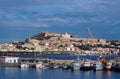 View from sea of Milazzo town in Sicily, Italy