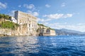 View from the sea of the Monaco Aquarium Oceanographic Museum of marine sciences in Monaco-Ville, Monaco