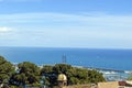 View of the sea from Montjuic hill, Barcelona, Barcelone, Spain. Royalty Free Stock Photo