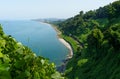 View of the sea from a mountain height on the coast of the urban village of Chakvi, Georgia Royalty Free Stock Photo