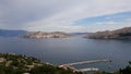 View of the sea, mountains, trees on the shore