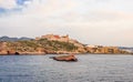 View from the sea of old Ibiza and the bulwark that surrounds it Royalty Free Stock Photo