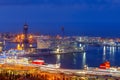 Barcelona. Seaport night. Royalty Free Stock Photo