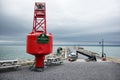 Coastal scenery with view of the sea pier and breakwaters. Royalty Free Stock Photo