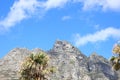 The view from Sea Point towards the top cable car station on Table Mountain Royalty Free Stock Photo