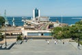 View on a Sea Port of Odessa from the the Potemkin staircase in Odessa, Ukraine