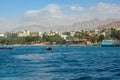 View of the sea resort of Aqaba in Jordan from the sea. Red Sea, Jordan Royalty Free Stock Photo