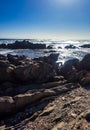 View of the sea with rocks from the sea shore