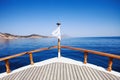 View on a sea from the sailing ship in a beautiful bay, travel and vacations concept Royalty Free Stock Photo