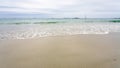 view of sea from sand beach in Perros-Guirec town Royalty Free Stock Photo