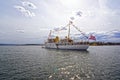 View from the sea to a cruise ship, Oslo and the Oslo Fjord Royalty Free Stock Photo