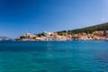 8.27.2014 - View from the sea to Fiscardo village. Kefalonia island, Greece Royalty Free Stock Photo