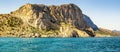 View from the sea to the grotto of Chaliapin, Crimea, Sudak Royalty Free Stock Photo