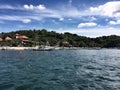 View from the sea to the island of Bali