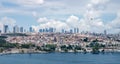 View from the sea to Istanbul. The coastline with old and new houses in the vicinity of the city