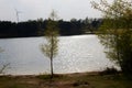 View on the sea with the tree area around in niederlangen emsland germany