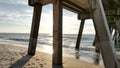 View of sea waves breaking sandy beach Royalty Free Stock Photo