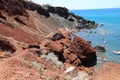 View of the seacoast and the Red beach. Santorini island, Greece Royalty Free Stock Photo