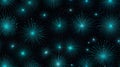 A seamless starburst pattern in teal and icy blue on a dark background Royalty Free Stock Photo