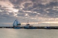 View of the seaport and breakwater, Hel, Poland.