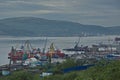 View of the seaport of the city of Murmansk, Russia.