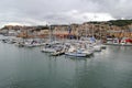 The view on the seaport with a lot of ships. Royalty Free Stock Photo