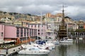 The view on the seaport with a lot of ships. Royalty Free Stock Photo