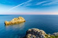 View of a seascape from the lighthouse of Capo Zafferano in Sicily.