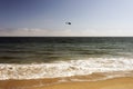 A view of a seascape, Pacific ocean, waves and foams and splash in Malibu, California Royalty Free Stock Photo