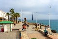 View on seashore beach and promenade from Balcon de Europa in Nerja, Spain on October 16, 2022