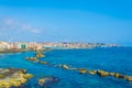 View of the seaside promenade surrounding the modern town of Syracuse in Sicily, Italy Royalty Free Stock Photo