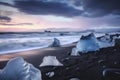 View of Seastacks in Vik, Icleand the most famous black sand beach