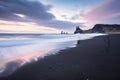 View of Seastacks in Vik, Icleand the most famous black sand beach