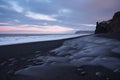 View of Seastacks in Vik, Icleand the most famous black sand beach