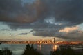 Seattle Skyline During a Dramatic Sunset and a Rain Squall Passing Through.