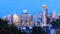View of Seattle, Washington skyline at twilight Royalty Free Stock Photo
