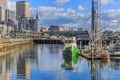 View of Seattle waterfront with the city skyline on a sunny cloudy day Royalty Free Stock Photo