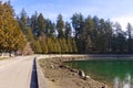 View of seawall path at sunny day in Stanley Park in Vancouver