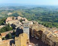 View of a section of beautiful historical town San Gimignano in Tuscany, Italy taken from its tallest tower, Torre Grossa Royalty Free Stock Photo