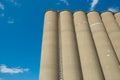 View of section of a grain elevator, an agrarian facility complex used to stockpile and store grain Royalty Free Stock Photo