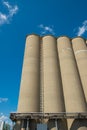 View of section of a grain elevator, an agrarian facility complex used to stockpile and store grain