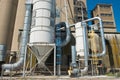 View of section of a grain elevator, an agrarian facility complex used to stockpile and store grain Royalty Free Stock Photo