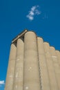 View of section of a grain elevator, an agrarian facility complex used to stockpile and store grain Royalty Free Stock Photo