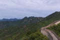 View of a section of the Great Wall of China and the surrounding mountains in Mutianyu Royalty Free Stock Photo