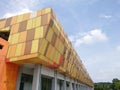 view of a section of a soccer stadium in Rumbai, Riau, Indonesia