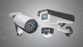 Security camera system and network connection - 3d rendering Royalty Free Stock Photo